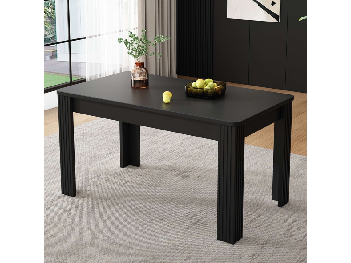 Mesa de Jantar 140x80 cm Moderna, Estável, com Pés, Retangular Preta Mobrio