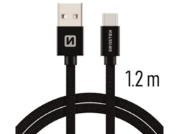 Cabo SWISSTEN Textile Usb - Usb-C (1.2 m - Preto)