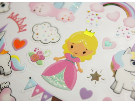 Autocolantes Princesinhas e Unicórnios Dourado e Glitter GLOBAL GIFT