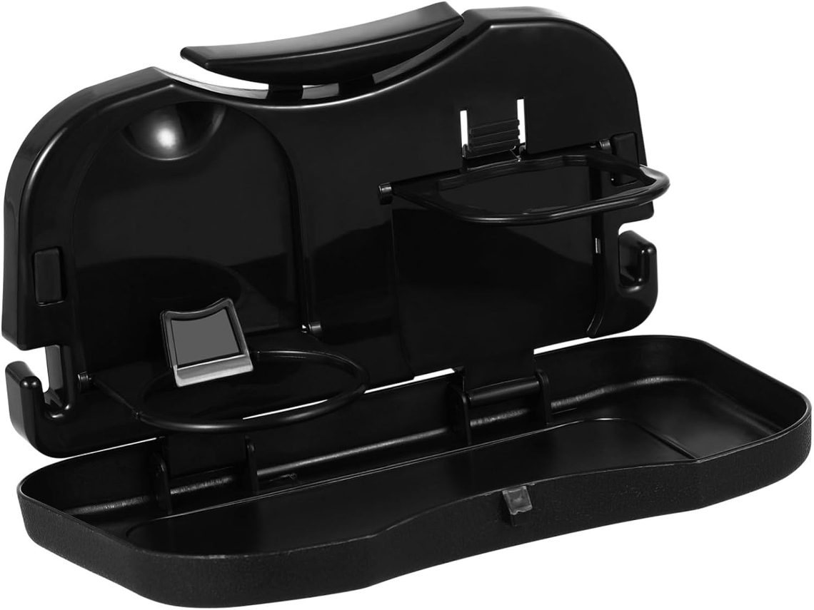 Mesa multifuncional dobrável para carrinho com porta-copos e suporte para assento.