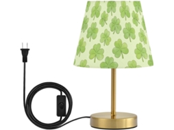 Abajur De Mesa Yuiboo Em Formato Trevo Verde Claro, 3 Modos De Iluminação, Com Cúpula De Tecido Para Sala Estar