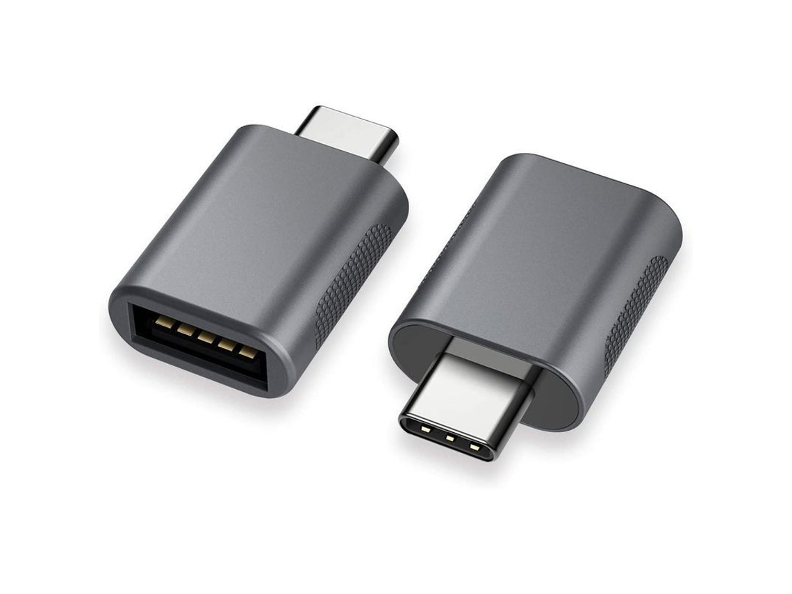 Adaptador USB-C para USB 3.0, Thunderbolt 3, OTG, compatível com Macbook e Galaxy, cinza escuro (2 peças)