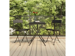 Vidaxl 3 Pcs Conjunto De Bistrô Dobrável Vime Pe Preto