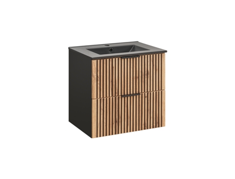 Lavatório Individual Gaia Wood And Black 60cm Lavatório Preto Petits Meubles