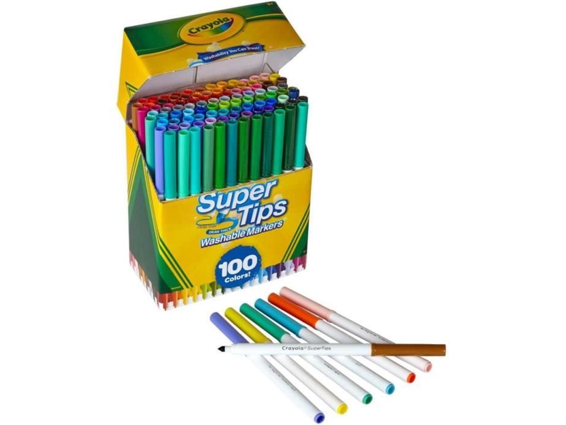 Lápis de Cera CRAYOLA Marcadores Laváveis ​​Super Tip (100 Un)