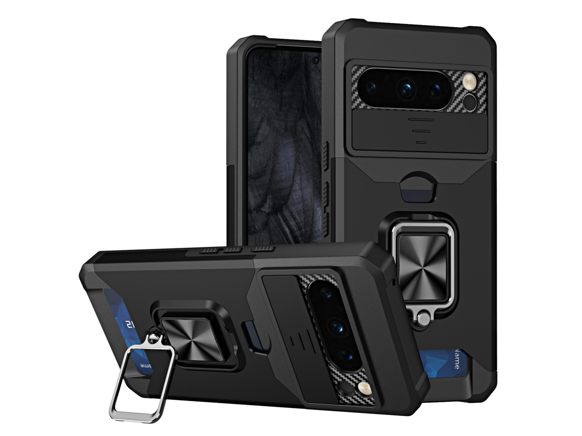 Capa Hibbent Para Google Pixel 11 Pro/pixel 11 Com Compartimento Para Cartão (preto)