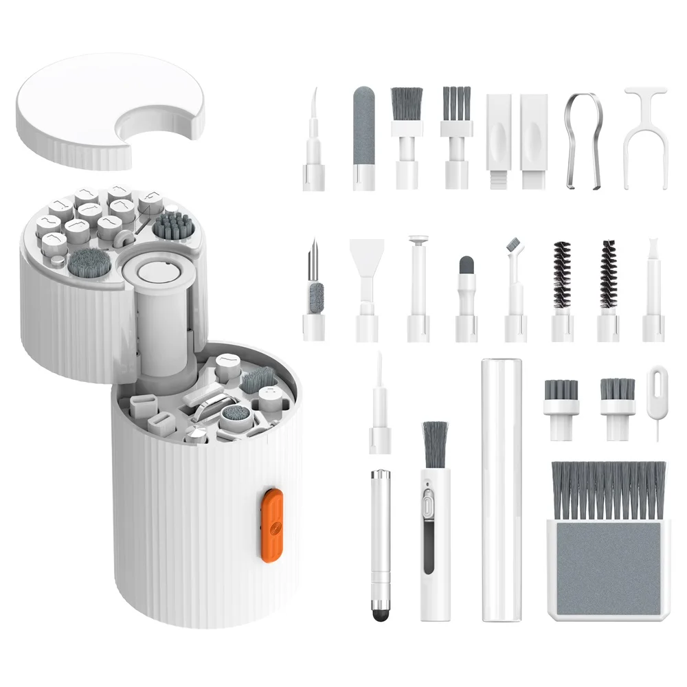 Kit de limpeza magnético rotativo (branco), multifuncional com corpo giratório para areia dupla.