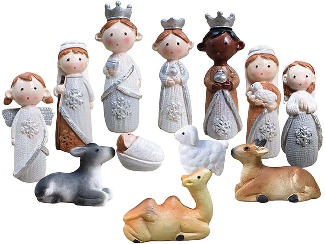 Presépio De Natal Com Manjedoura, Coleção De Figuras Em Resina