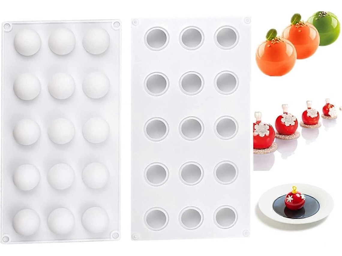Molde de Silicona Hemisfério com 15 Cavidades para Bolos, Fondant, Mousse, Sabonetes, Velas, Joias e Resina