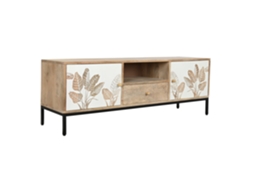 Suporte para Tv em Madeira de Mangueira com Acabamento em Folha Branca, 140x40x50cm ALEXANDRA HOUSE LIVING