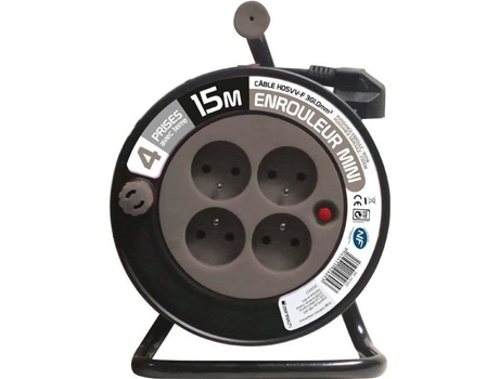 Carretel Elétrico 3g 15m Tomadas 4 T Cinza Zenitech