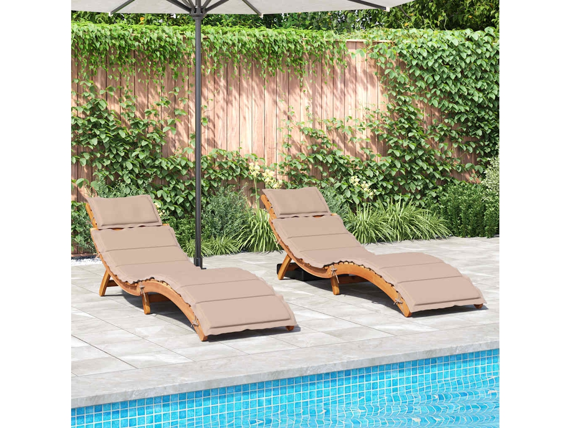 Vidaxl Espreguiçadeiras C/ Almofadões 2 Pcs Acácia Cinza-acastanhado