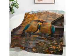 Manta com Estampa de Folha Bordo e Papagaio 220x240 Cm Multifuncional Macia Aconchegante em Flanela Ideal para