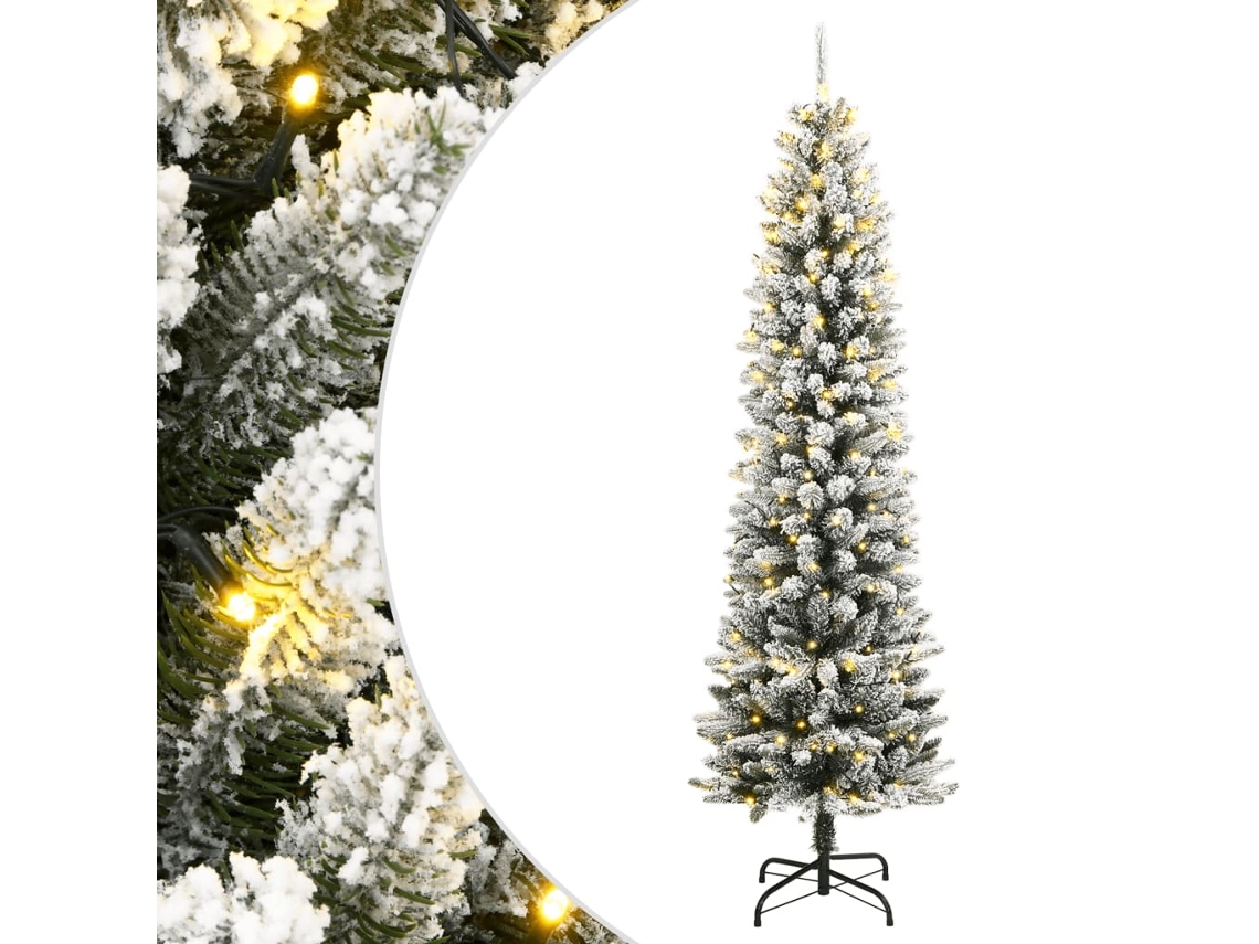 Vidaxl Árvore Natal Artificial C/ 300 Luzes Led E Flocos De Neve 210cm