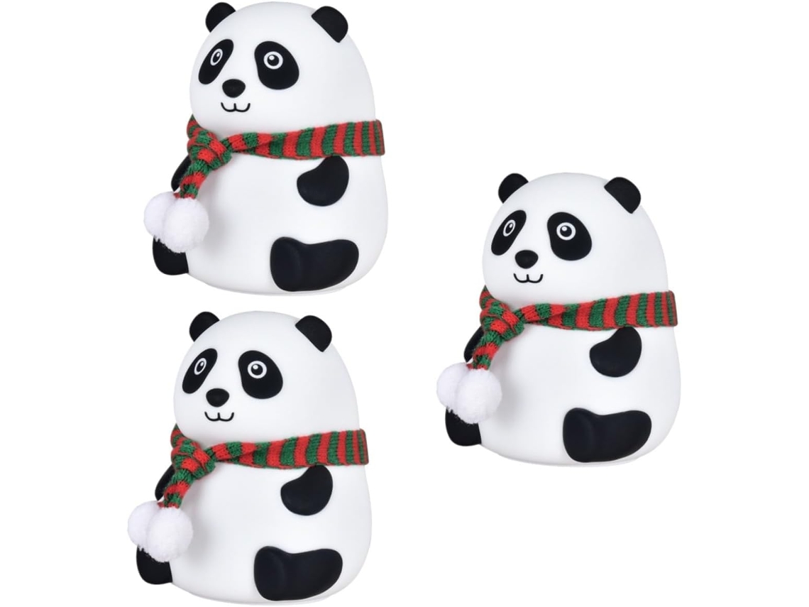 Conjunto de 3 Luminárias Noturnas Recarregáveis de Silicone em Formato de Panda, Coloridas e Sensíveis Ao Toque, para Meninos e Meninas SFUSHOS
