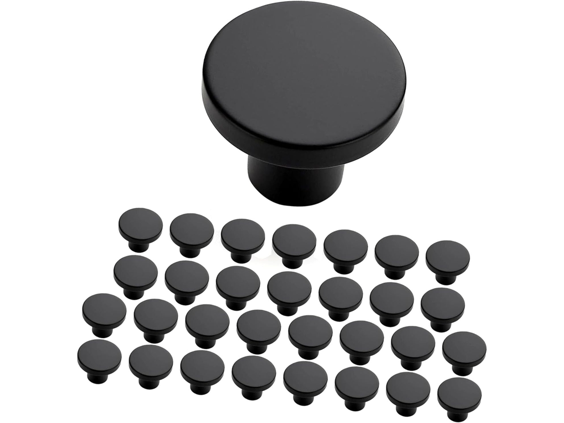 Kit de 30 Puxadores de Alumínio para Armários com Acabamento Fosco e a Impressões Digitais, 30 Mm de Diâmetro, CHABERLU