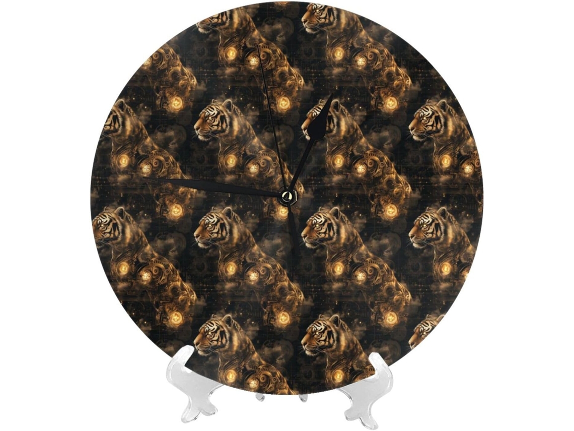 Relógio De Parede De 25cm 10 Polegadas A Bateria, Design Moderno Steampunk Com Tigre, Silencioso E Compacto, Ideal