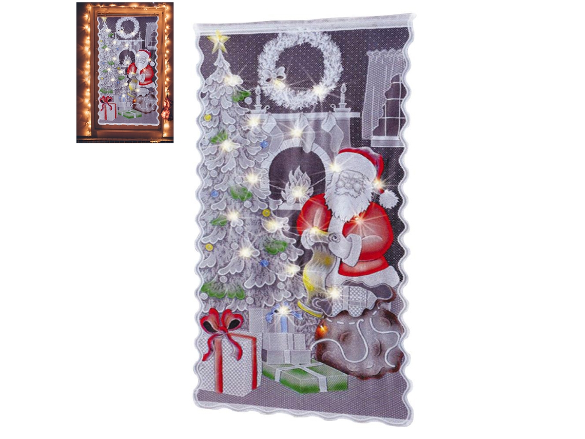 Cortinas de Renda com Luzes Led Natal com Pai Natal LAXISCREED