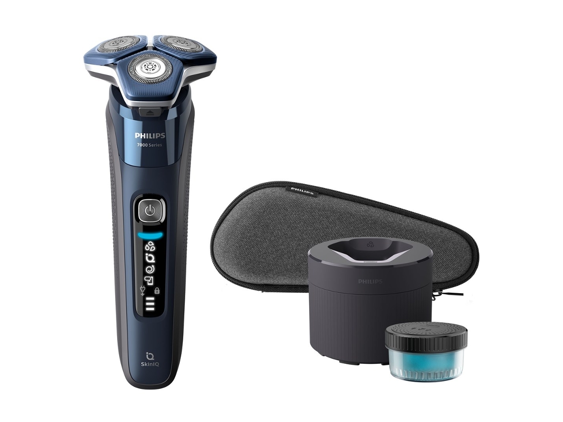 Barbeador Série 7000 S7885/50 Barbeador Rotativo Masculino Aparador Preto, Azul Philips