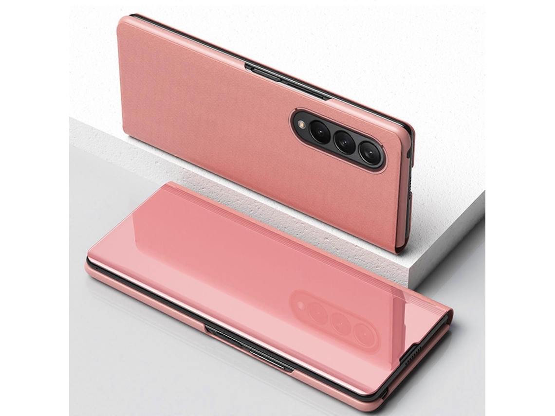 Capa Para Samsung Galaxy Z Fold4 5g Com Revestimento Eletroplástico, Flip Espelhada E Resistente A Impactos.