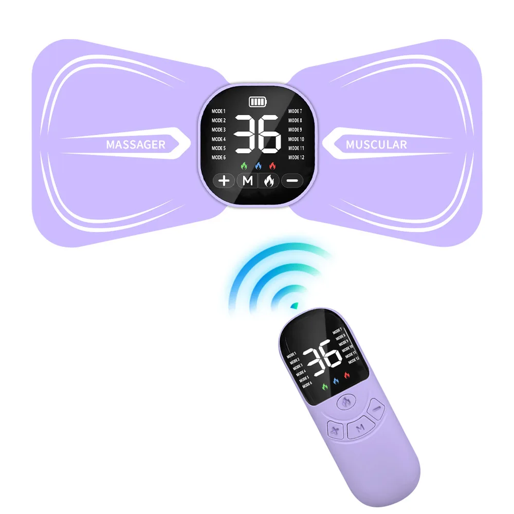 (controle Remoto Roxo) Mini Massageador Inteligente Recarregável Ems Com Aquecimento Para Pescoço E Coluna Vertebral