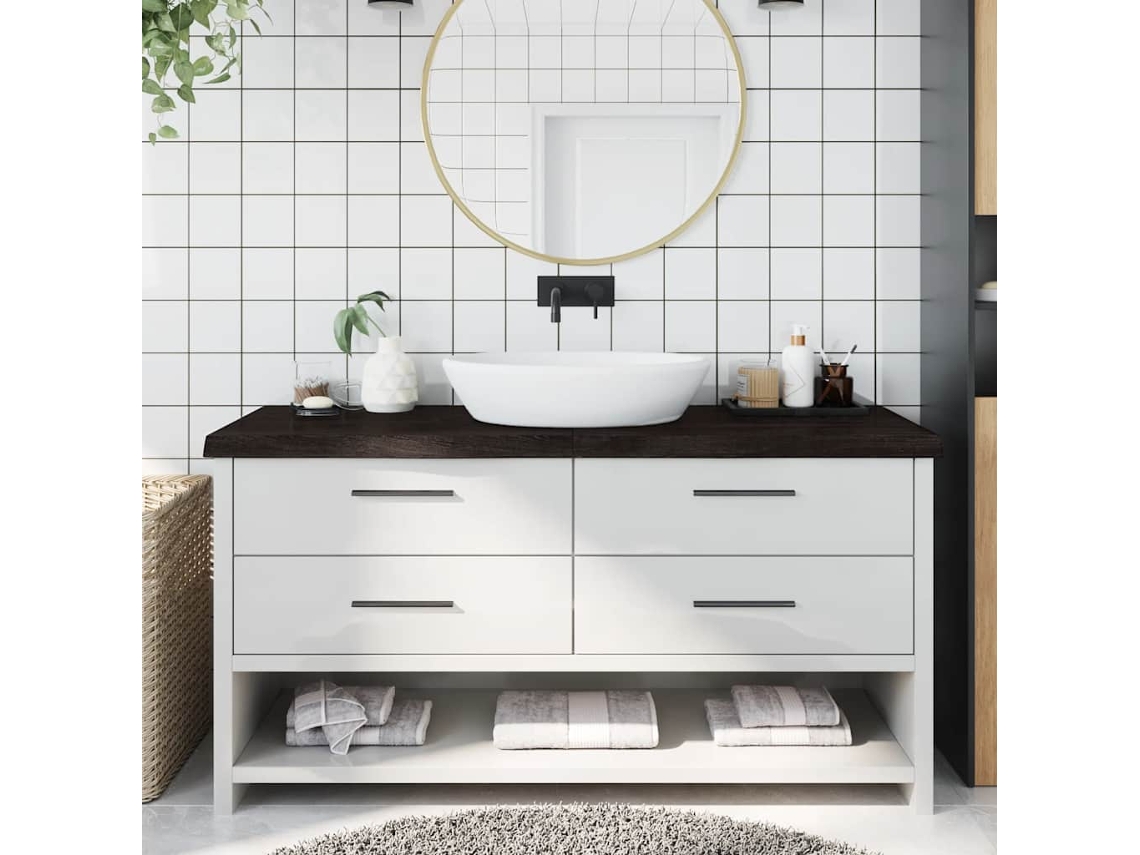 Vidaxl Bancada P/ Wc 160x60x(2-6)cm Madeira Tratada Maciça Castanho