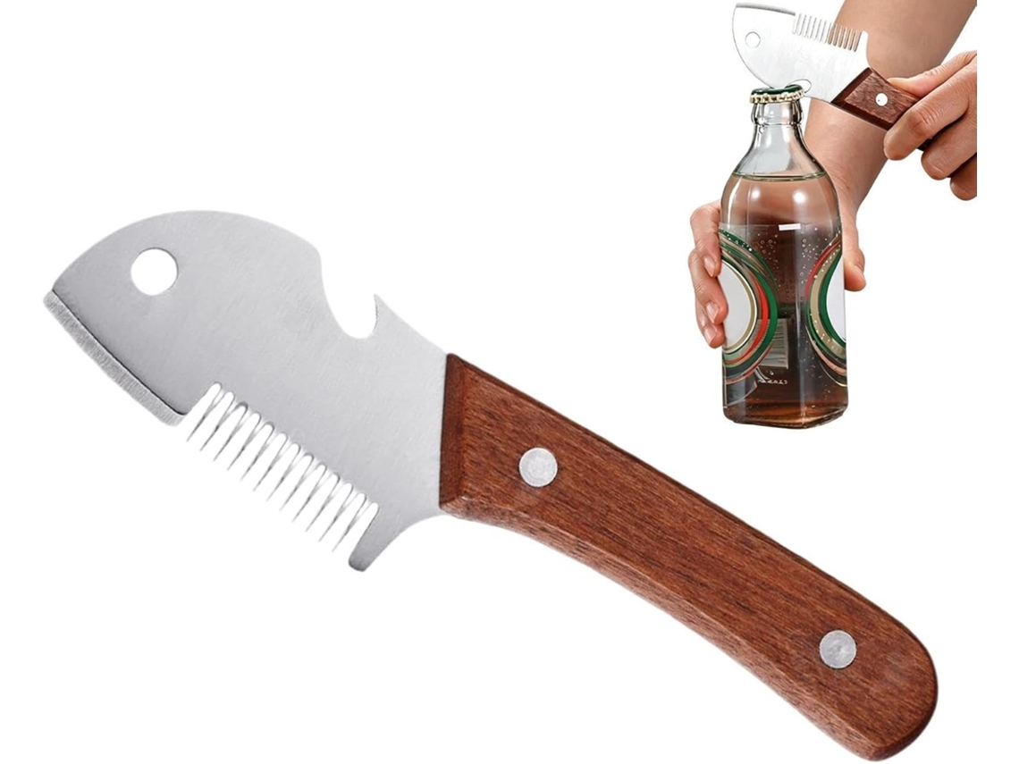 Cortador De Cebolinha Em Aço Inoxidável Com Cabo Madeira