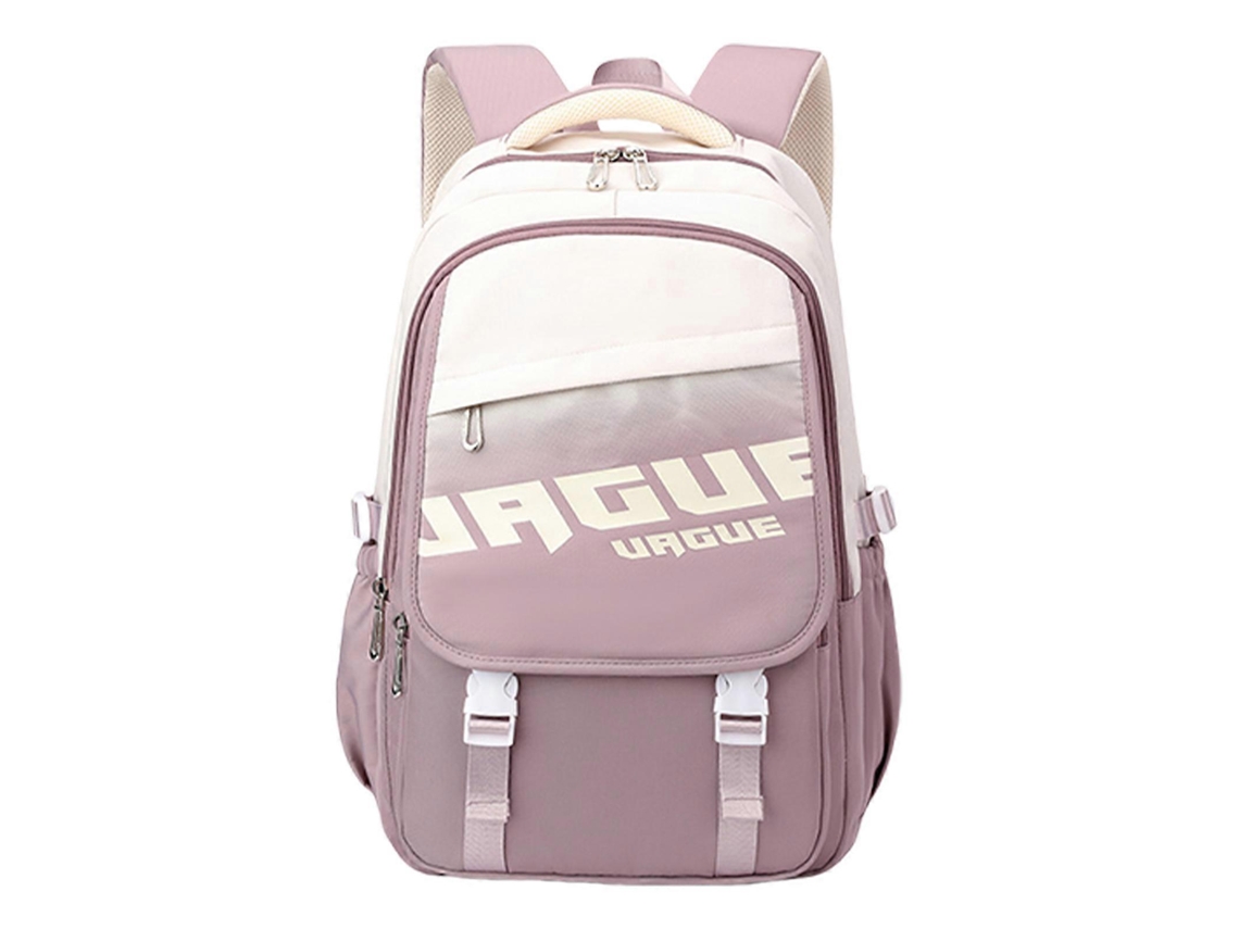 Mochila Escolar Moderna Em Nylon Para Adolescentes, Espaçosa E Prática, Com Compartimentos Organizadores, Estilo Casual, Roxa.