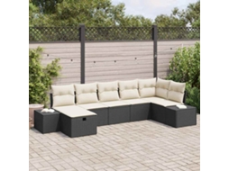 Conjunto De Sofá De Jardim 7 Pcs Preto 55 X 62 X 69 Cm Haochrymec