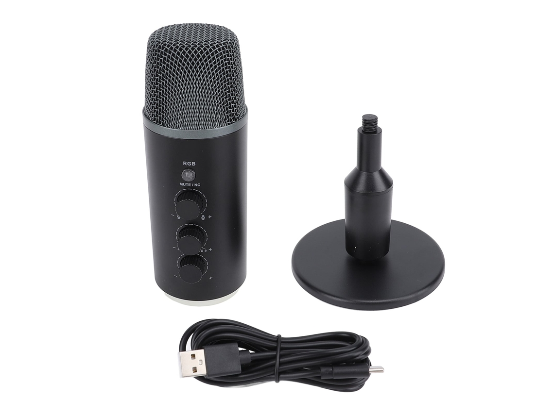 Lurelia Microfone Condensador, Com Suporte, Para Pc E Telemóvel, Para Gravação, Streaming E Chamadas