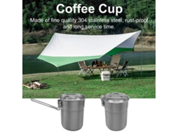 Business copo de Café de Camping com Alça Plegável em Aço Inox | S/MARCA
