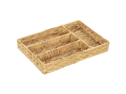 Cesto de Arrumação Trançado em Jacinto D'água com 4 Compartimentos para Banheiro e Quarto natural BTFORUS