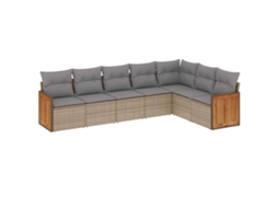 Conjunto de 7 Sofás para Jardim com Almofadões Vime Pe Bege MAISON EXCLUSIVE (7 pcs)