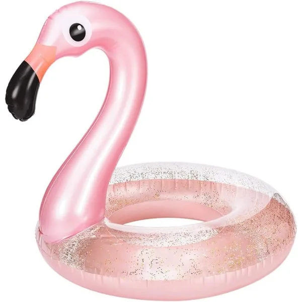 Boia Inflável Rosa Com Glitter Em Formato De Flamingo, Boia Gigante De Flamingo Para Adultos.
