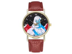 Reloj De Cuarzo Con Correa De Cuero Pu Moda Dial Redondo Unisex Café