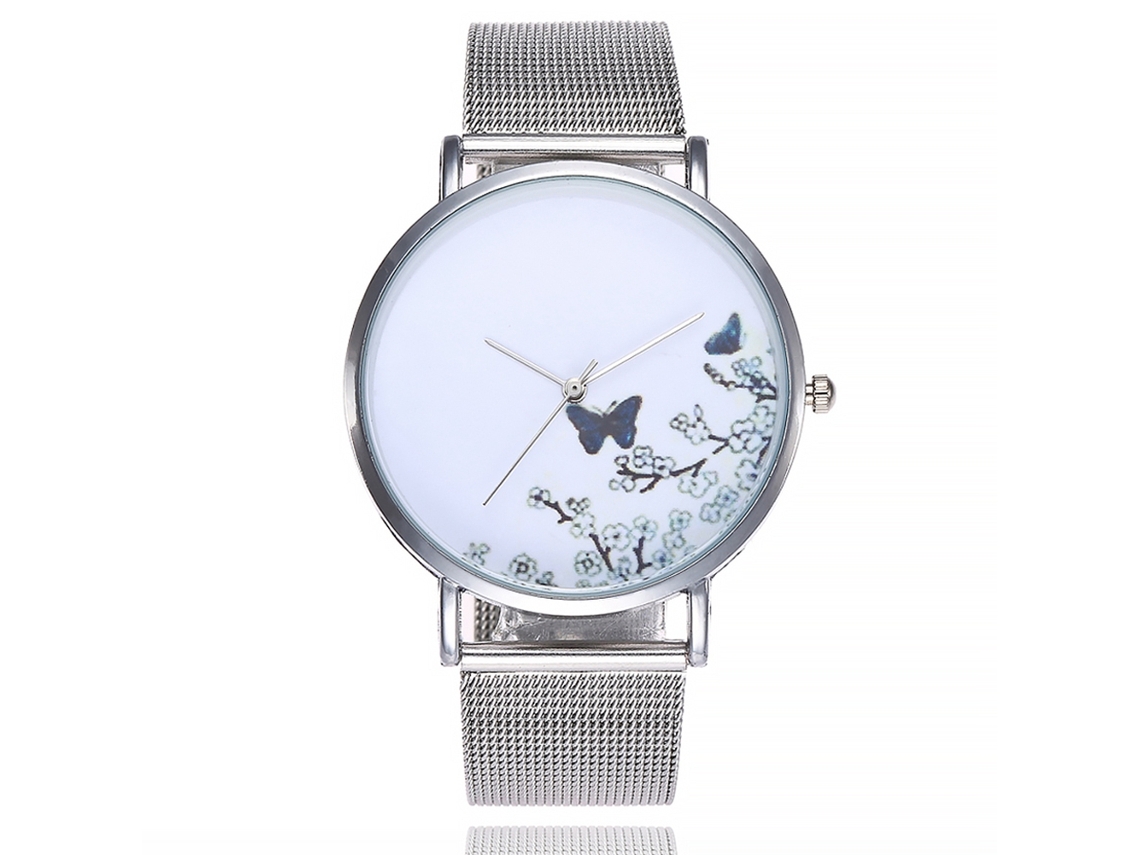 Relógio de pulso de quartzo simples com pulseira de liga metálica para homens e mulheres CCQ