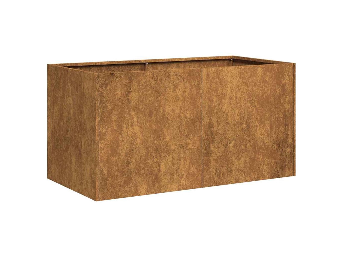 vidaXL Floreira enferrujada 80x40x40 cm aço resistente