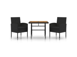 Maison Exclusive - 3 Pcs Conjunto De Jantar P/ Exterior Vime Pe Preto