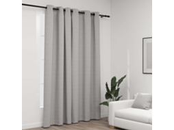 Vidaxl Cortina Opaca Aspeto De Linho Com Ilhós 290x245 Cm Cinzento