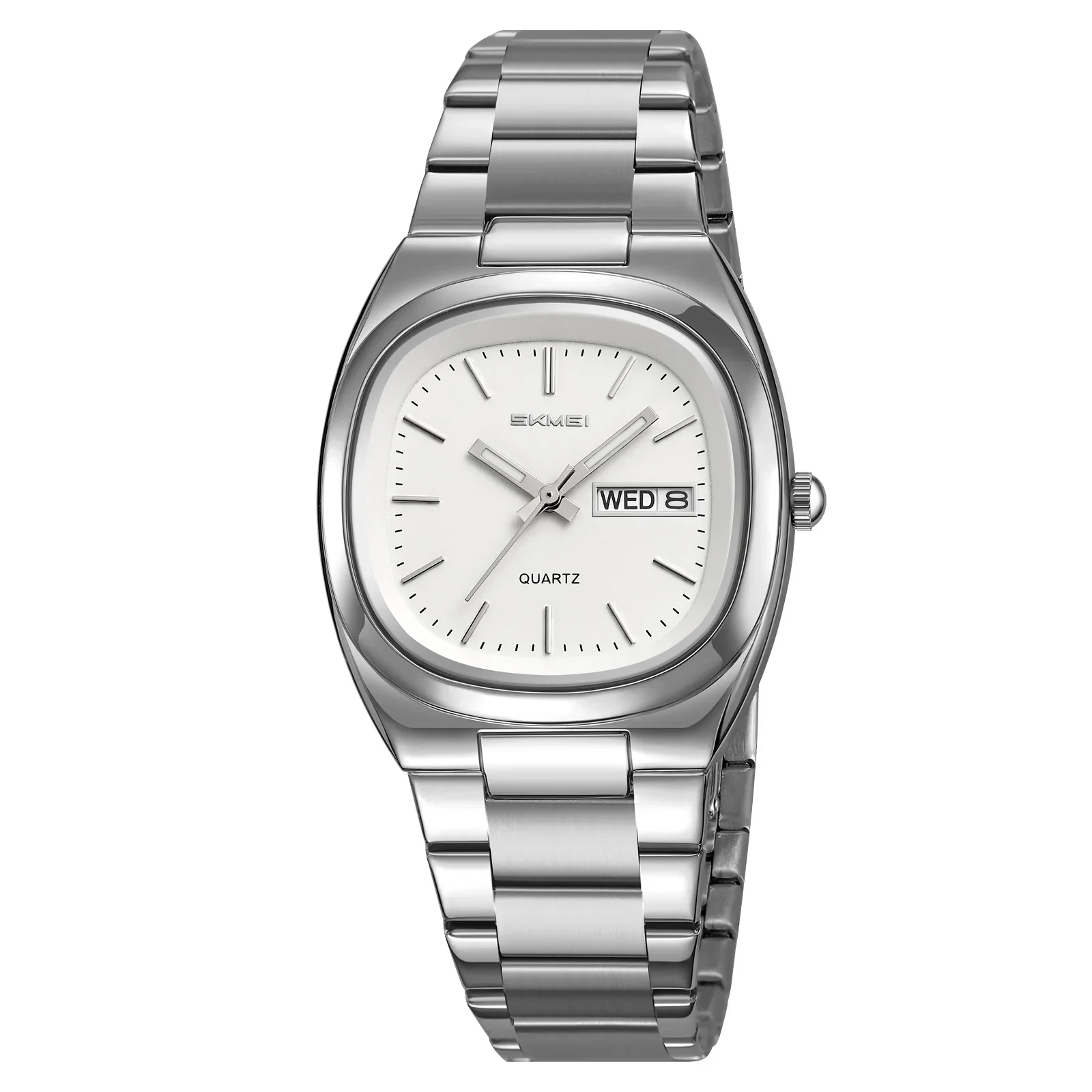 Relógio Feminino de Luxo MDUG com Data e Hora em Quartzo na Cor Branco Prateado