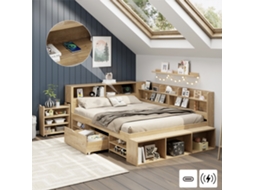Cama Criança 140x200 Cm Com Armário Gavetas Carregamento Sem Fio