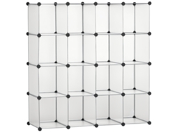 Móvel Sapateira Modular com 16 cubos 30x30x30cm em aço e Pp 125x32x125cm transparente BTFORUS