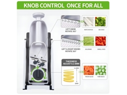 Picador de legumes com mandolina de espessura ajustável, processador de alimentos seguro para cozinhar com Slowmoose