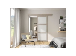 Kit De Porta Deslizante 3 Painéis Trilho Faixa Vérone H204 X L83 X P4 Cm Carvalho Taupe Optimum