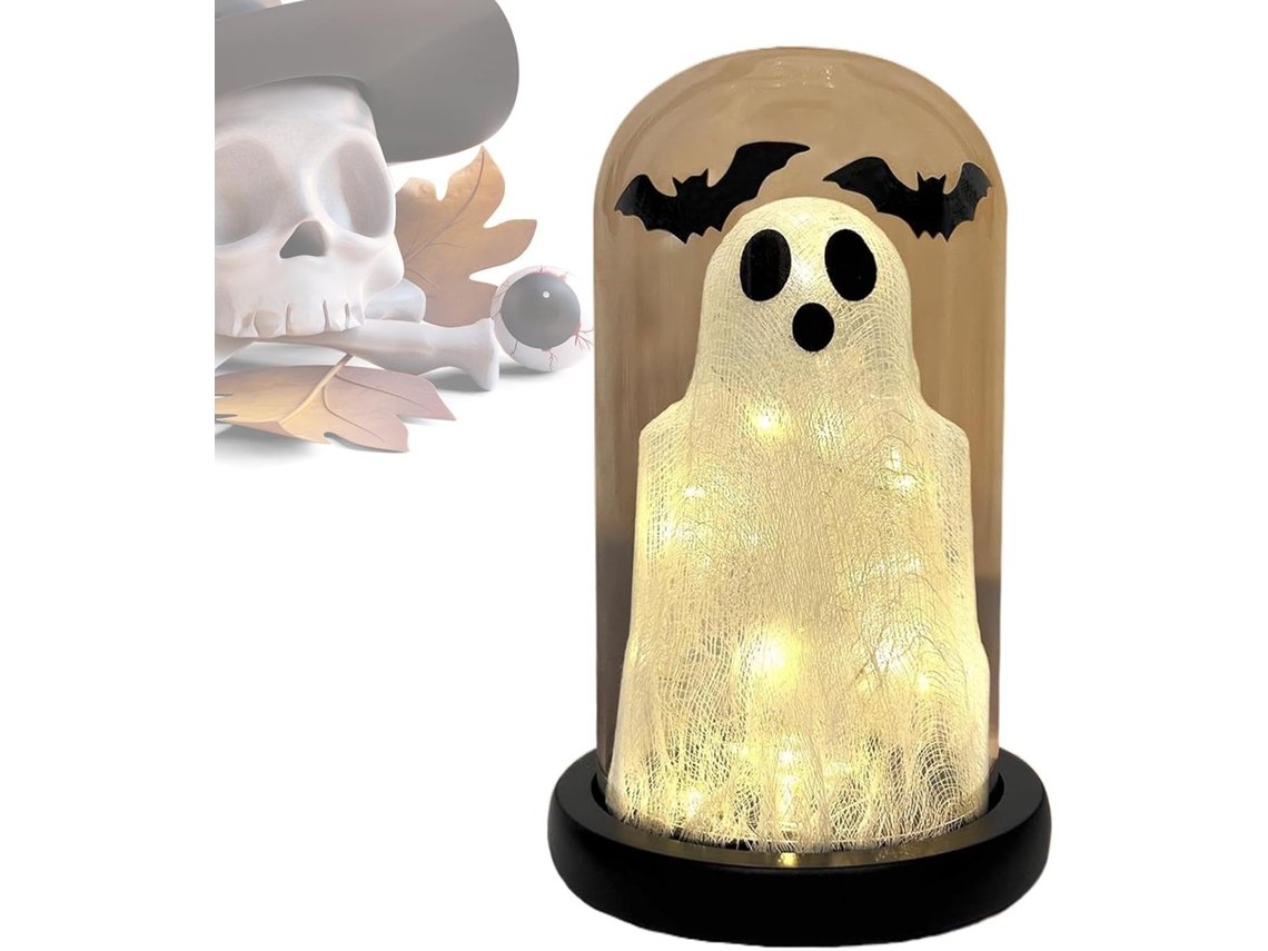 Luminária de vidro fantasma em formato Morcego para decoração.
