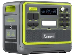 Estação de Energia Portátil FOSSIBOT F2400 2048Wh Lifepo4 Bateria 2400W Saída Gerador Solar 16 Portas de Saída Verde