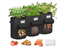 Bolsas De Cultivo De Papa, 3 Piezas Con Ventana Visible Y Asas, Para Papa Tomate Zanahoria Cebolla, Reutilizables