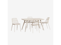 Sklum Conjunto De Mesa Retangular 135x80 Cm Scand E 4 Cadeiras De Jardim Maeba Abs Tapioca Bege