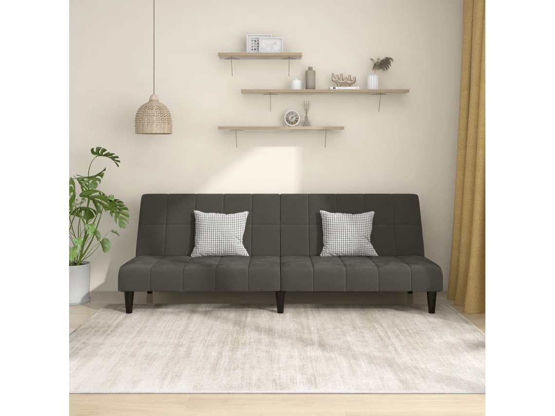 Vidaxl Sofá-cama De 2 Lugares Veludo Cinzento-escuro