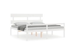 Cama para Idosos com Cabeceira em Madeira Maciça Branco 200x200 cm MAISON EXCLUSIVE